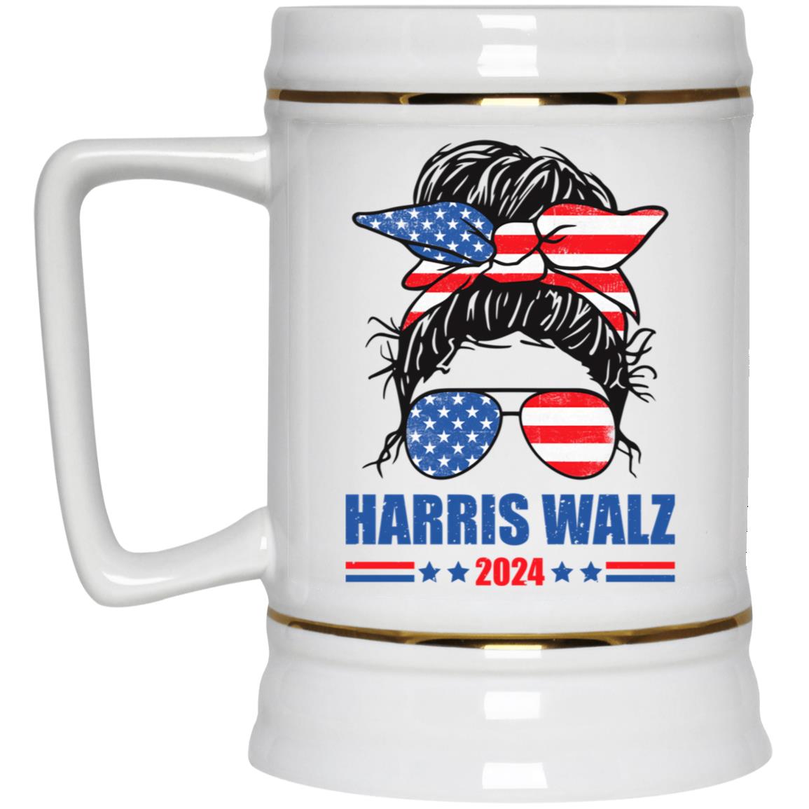 Harris Walz 2024 American Flag Messy Bun