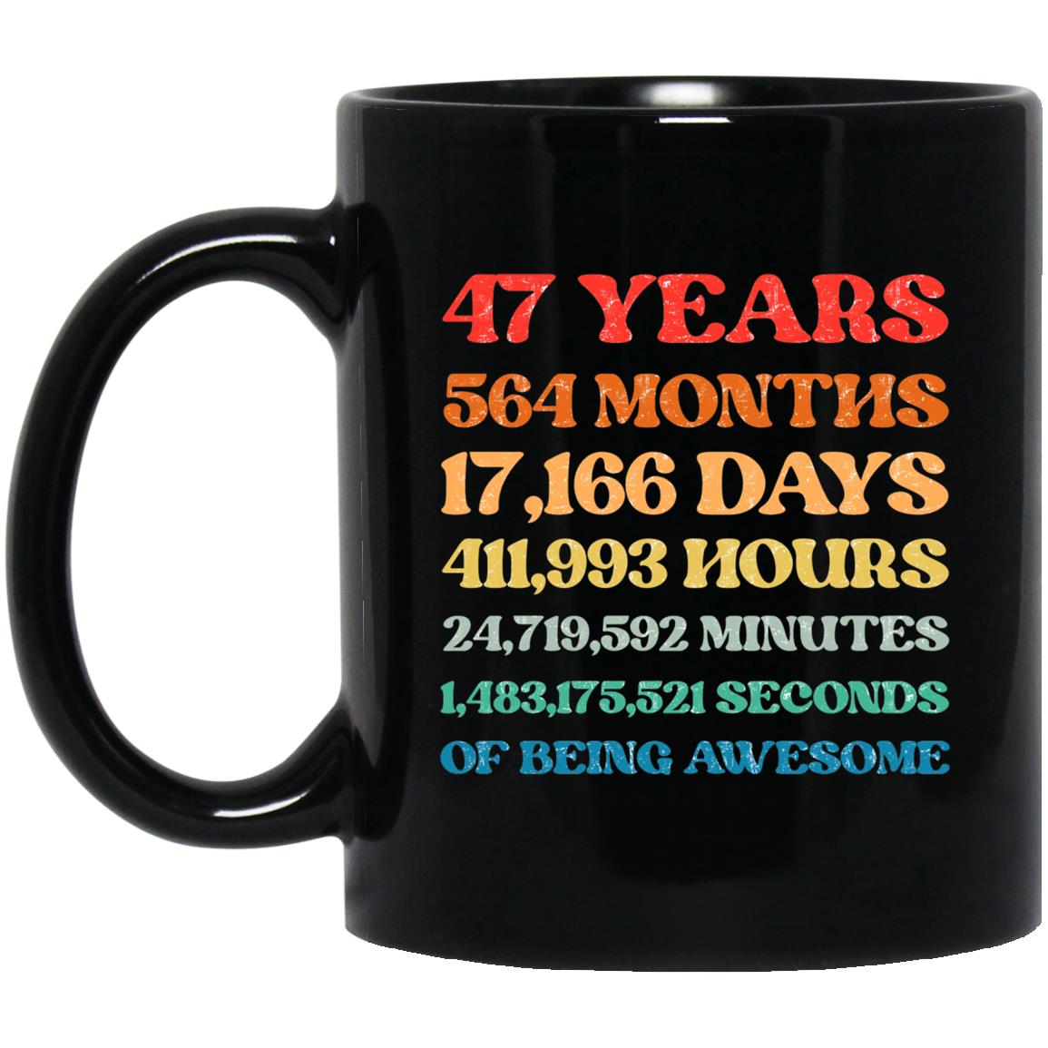 47 years BM11OZ 11 oz. Black Mug