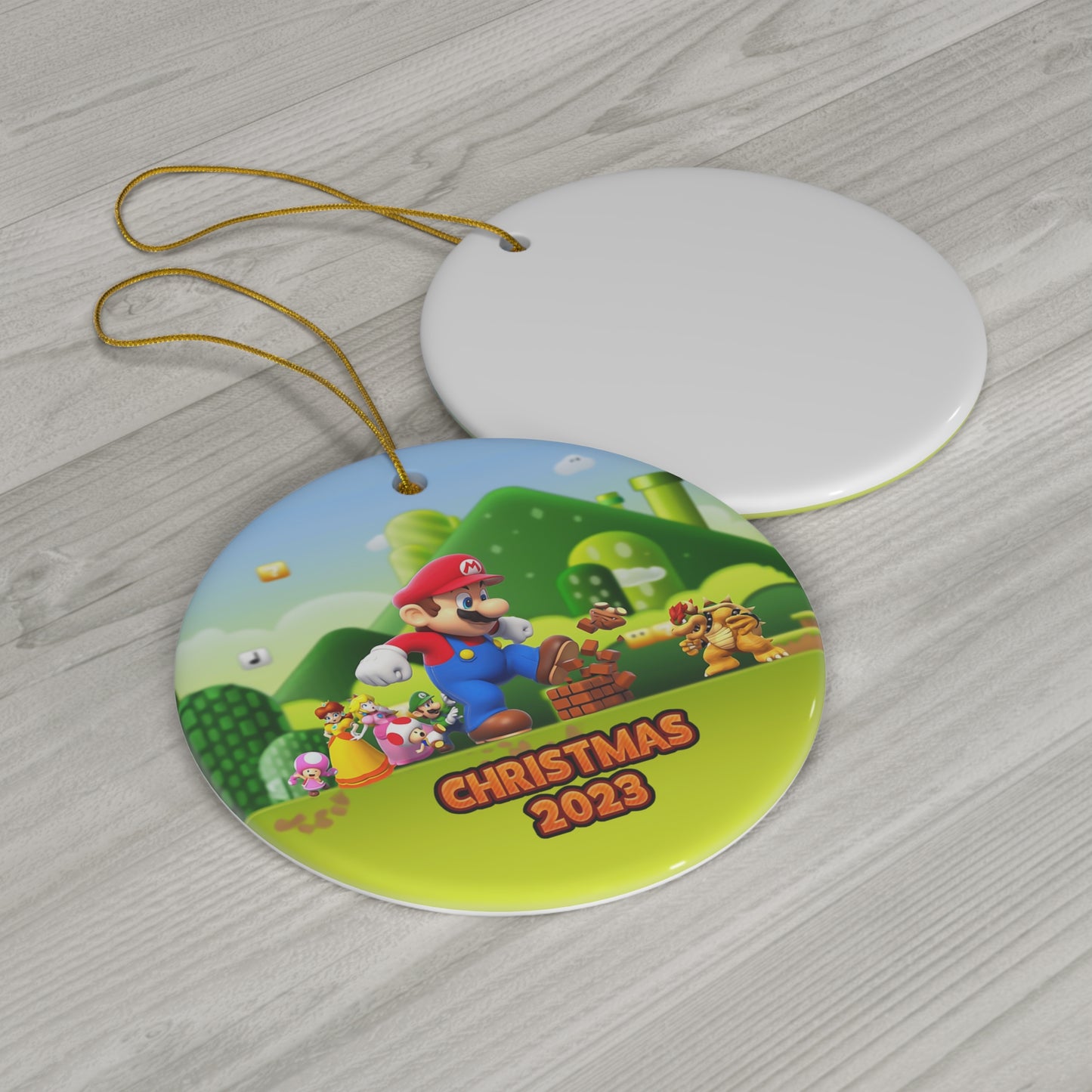Mario Super Ornament - Mario Super Christmas Ornament - Mario Super Keepsake - Christmas Ceramic Ornament - Gift for Him Printed on One Side
