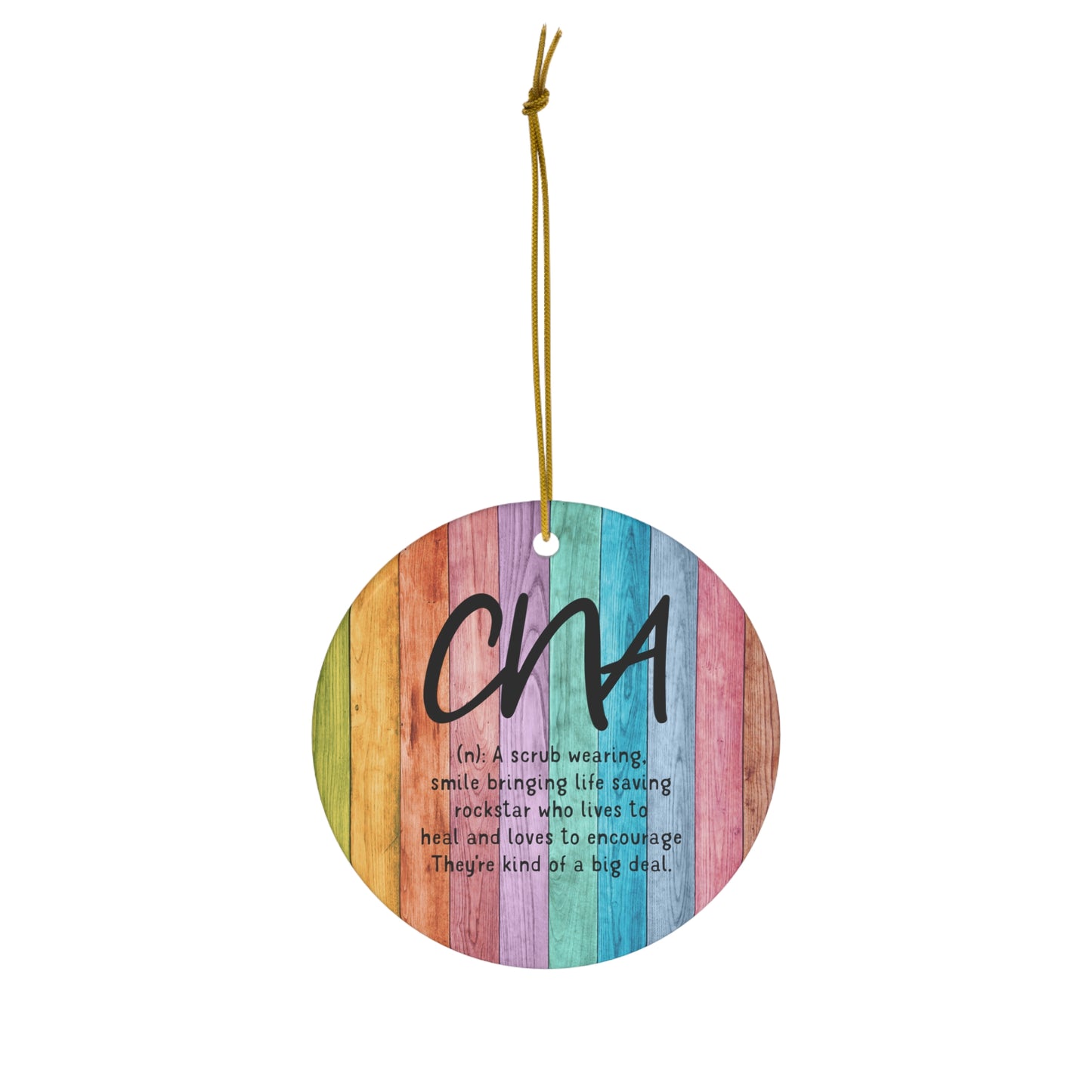 CNA Definition Ornament - A Scrub Wearing Smile Bringing Life Rockstar - Funny Nurse Ornament - CNA Christmas Decor Printed on One Side