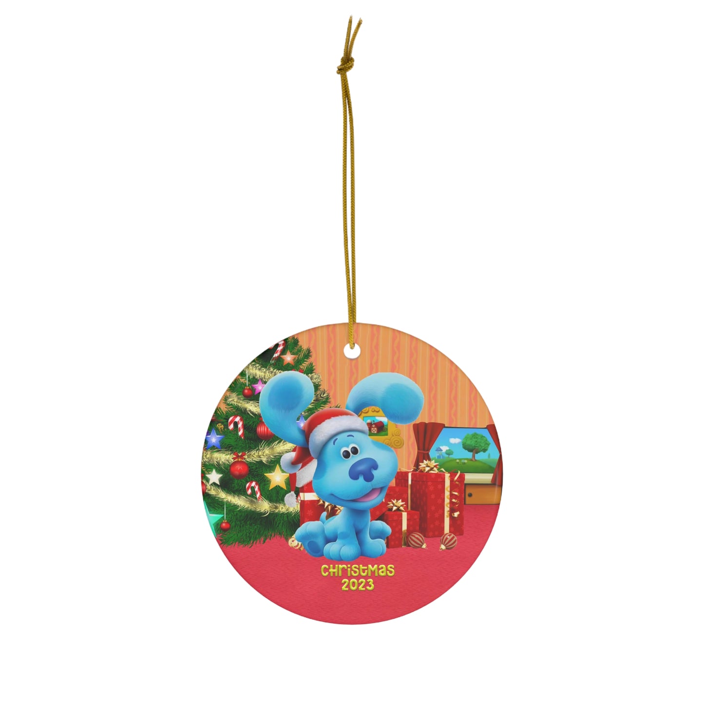 Cute Blu-ES Clues Ornament - Funny Kids Ornament - Blu-ES Clues Xmas Tree Ornament - Ornament for Kids Printed on One Side