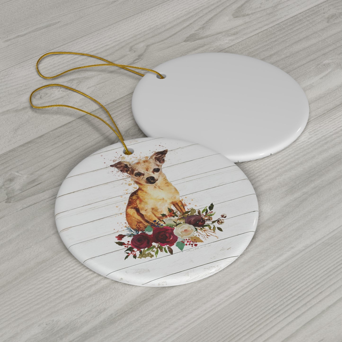 Chihuahua Ornament - Pet Gift Dog Ornament - Chihuahua Christmas Ornament - Dog Ornament - Gift Ceramic Holiday Decoration Present One Side