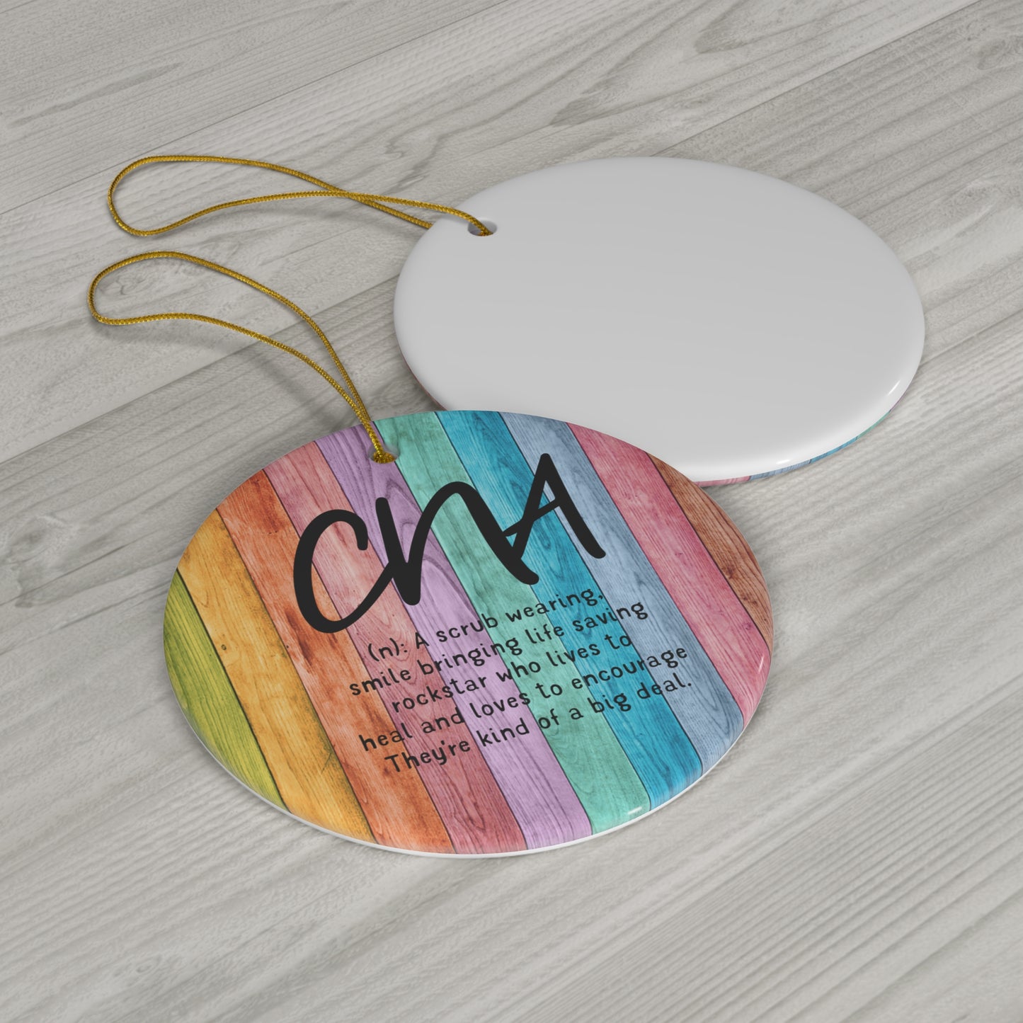 CNA Definition Ornament - A Scrub Wearing Smile Bringing Life Rockstar - Funny Nurse Ornament - CNA Christmas Decor Printed on One Side