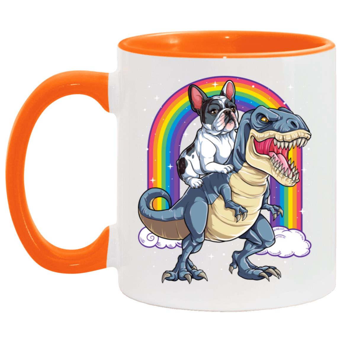 French Bulldog Riding Dinosaur T rex Gifts Rainbow