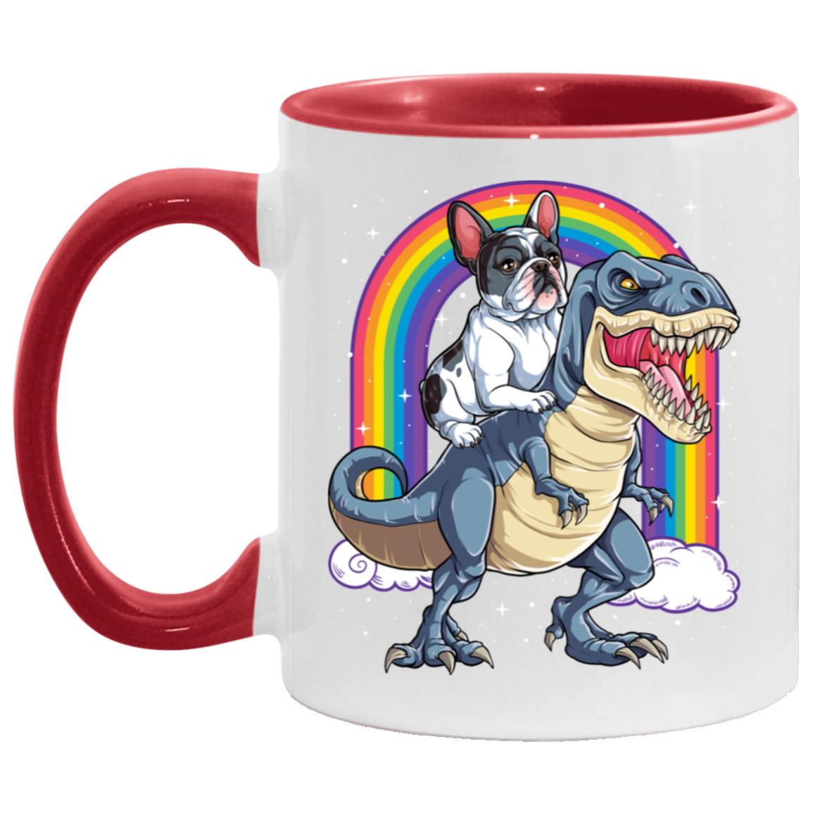 French Bulldog Riding Dinosaur T rex Gifts Rainbow