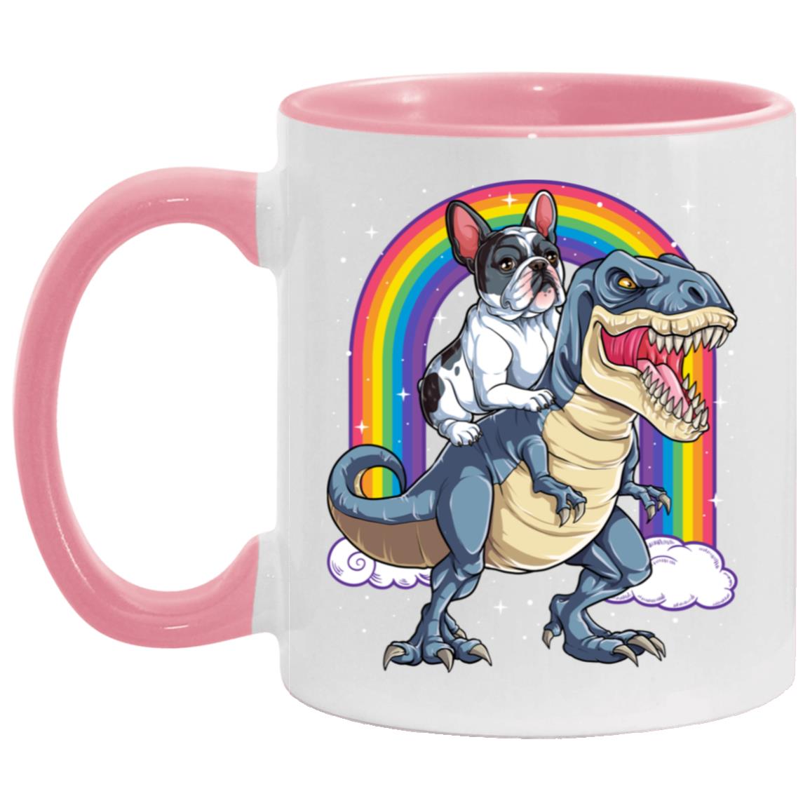 French Bulldog Riding Dinosaur T rex Gifts Rainbow