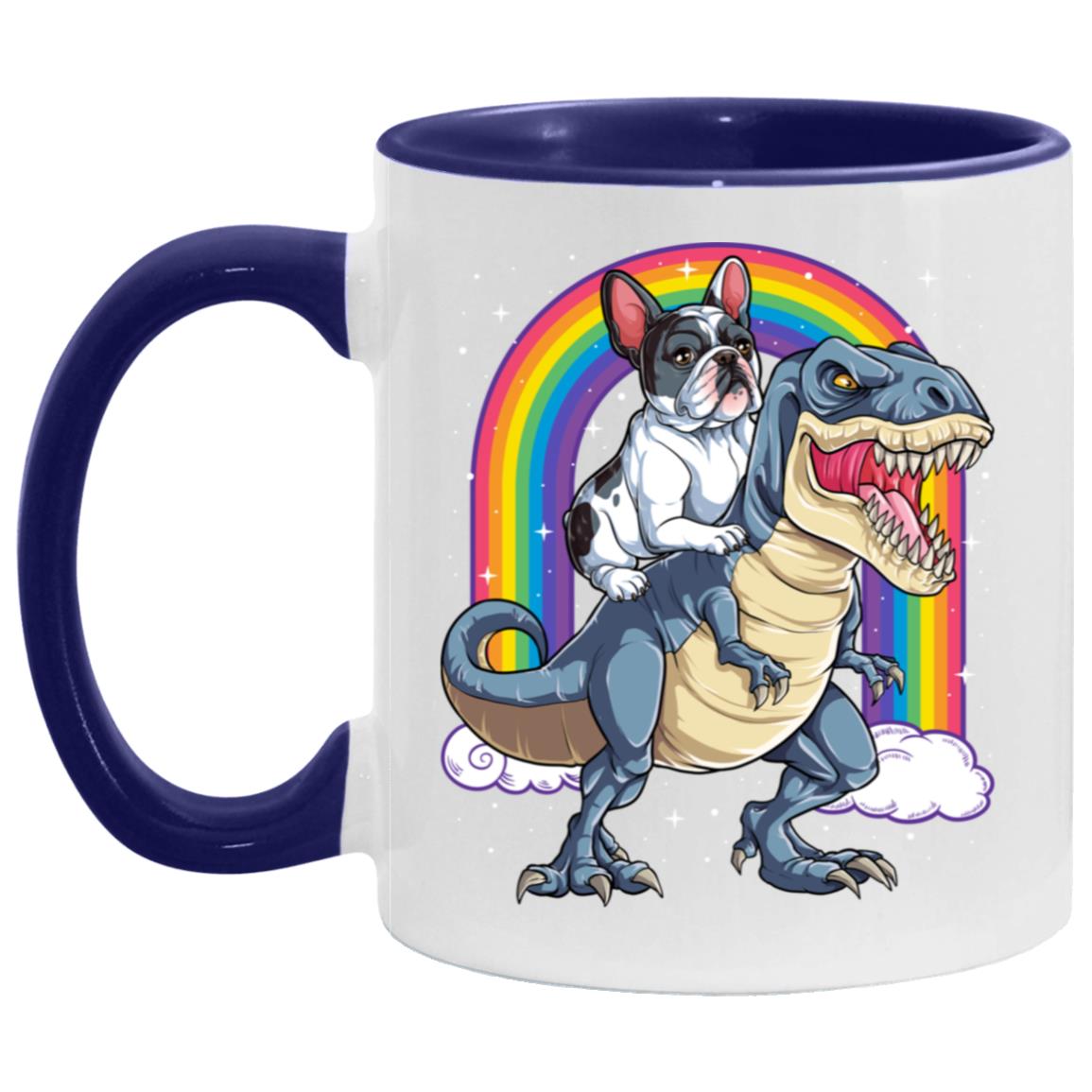 French Bulldog Riding Dinosaur T rex Gifts Rainbow