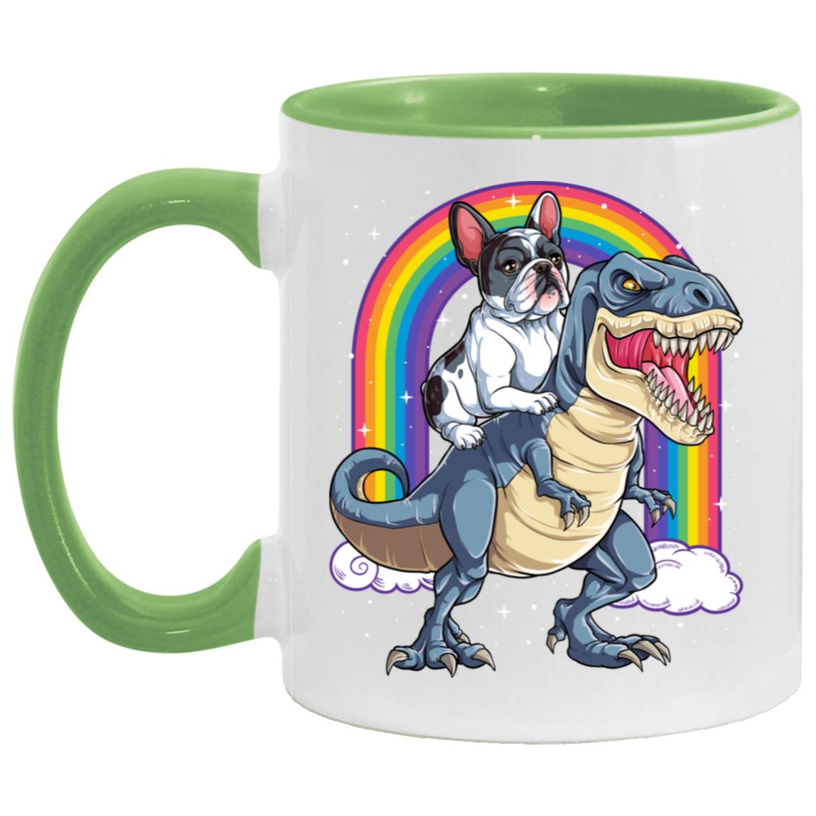 French Bulldog Riding Dinosaur T rex Gifts Rainbow