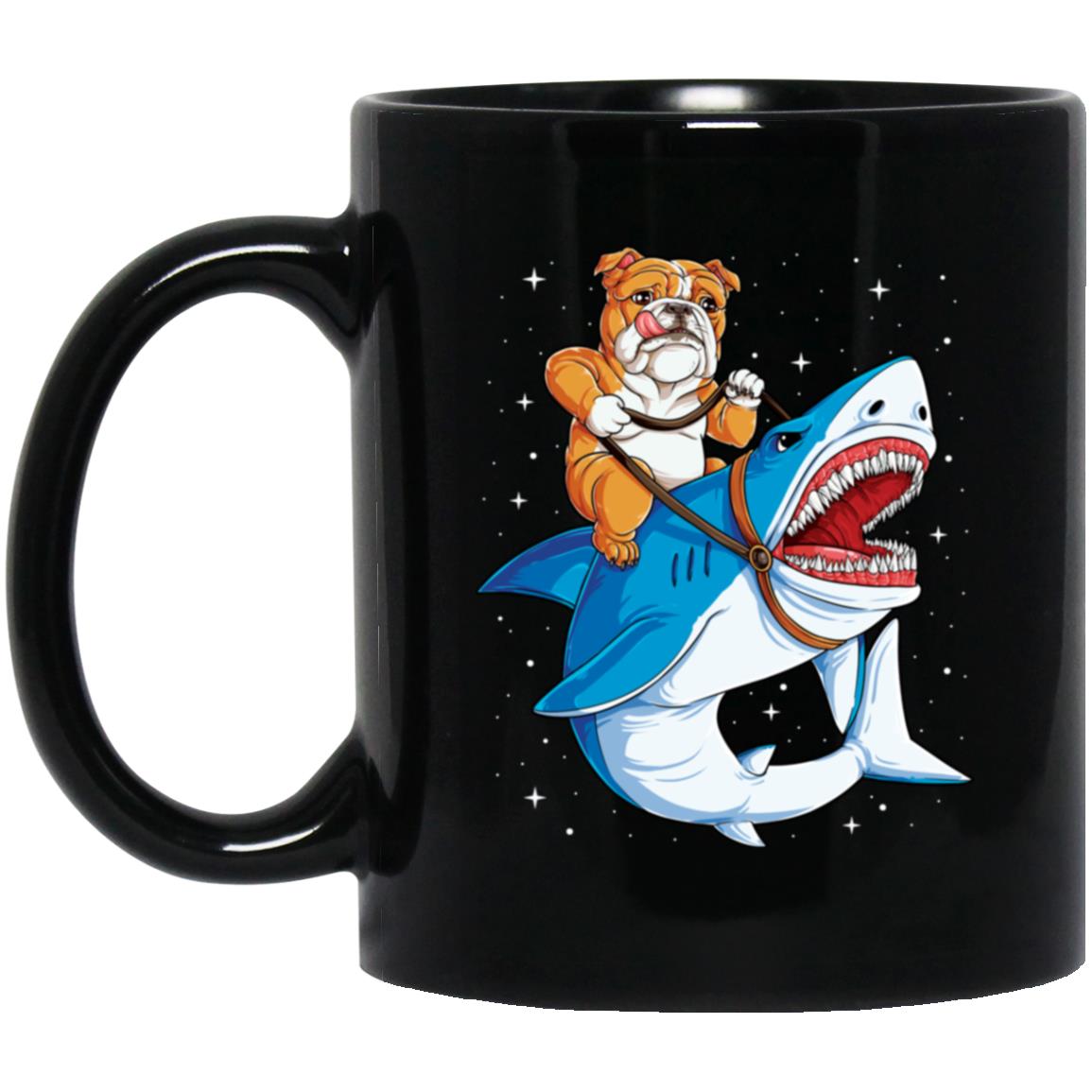 English Bulldog Riding Shark Jawsome Dog Lover Gifts Galaxy
