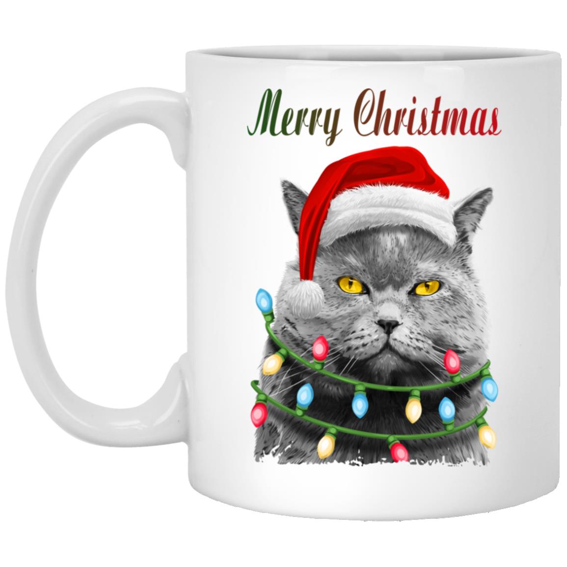 Cat Santa Christmas Tree Lights Xmas Girls Boys Meowy Catmas Merry Christmas