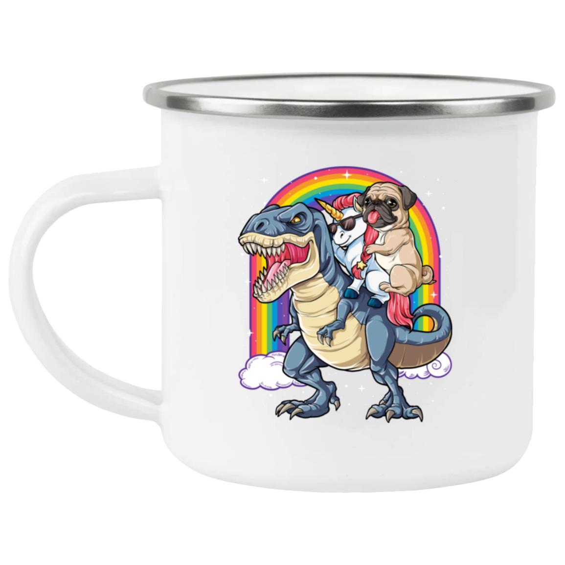 Pug Unicorn Dinosaur T rex Rainbow