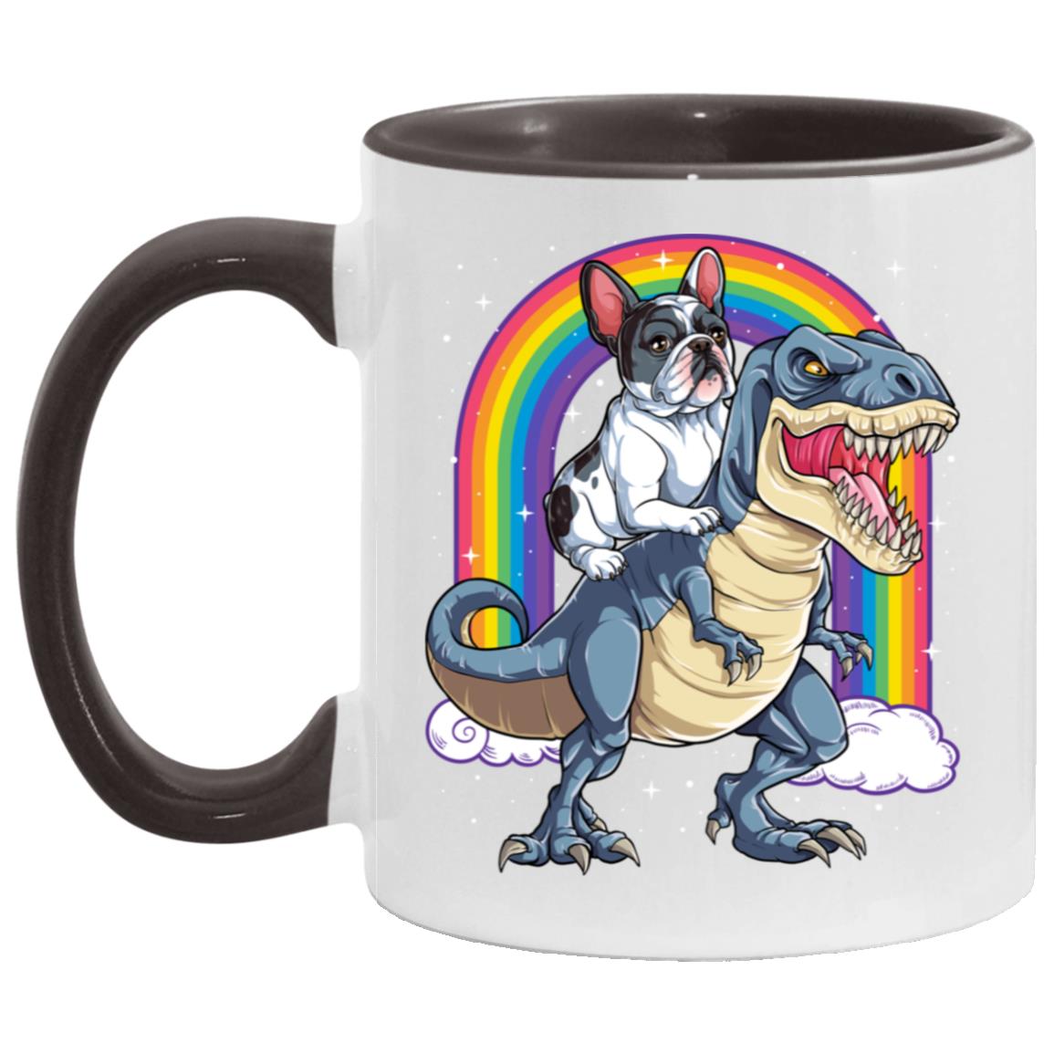 French Bulldog Riding Dinosaur T rex Gifts Rainbow