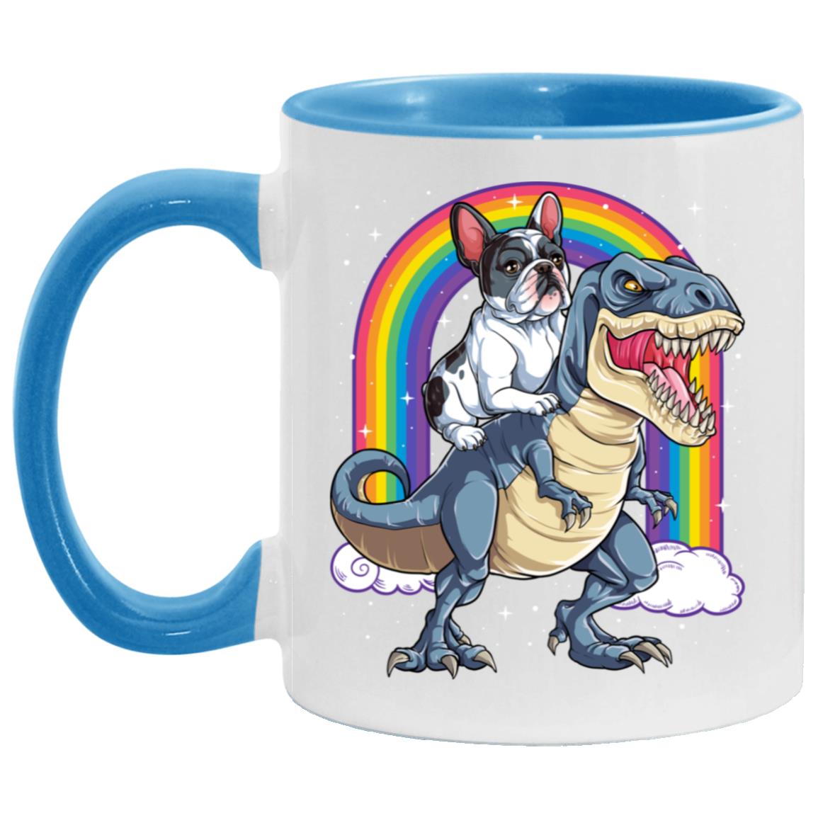 French Bulldog Riding Dinosaur T rex Gifts Rainbow