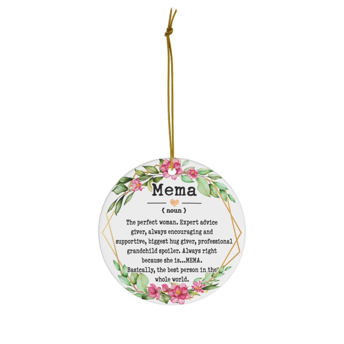 B09CH6JGW7 Mema Noun Ornament - Christmas Ornament for Mema - Mother's Day Ornament - Mema Gifts - Mema Definition