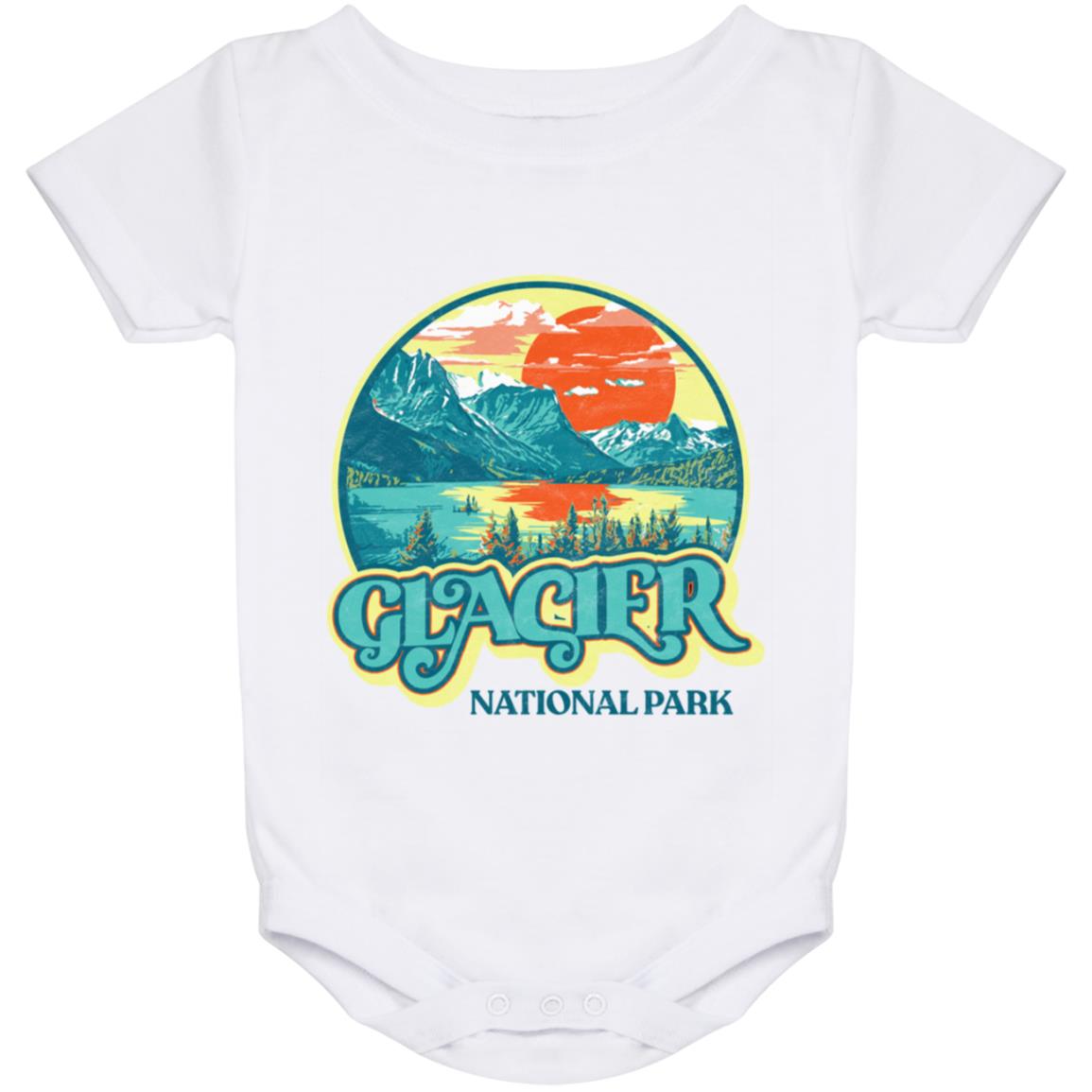 Glacier National Park Montana Retro Colorful 80's Sunset