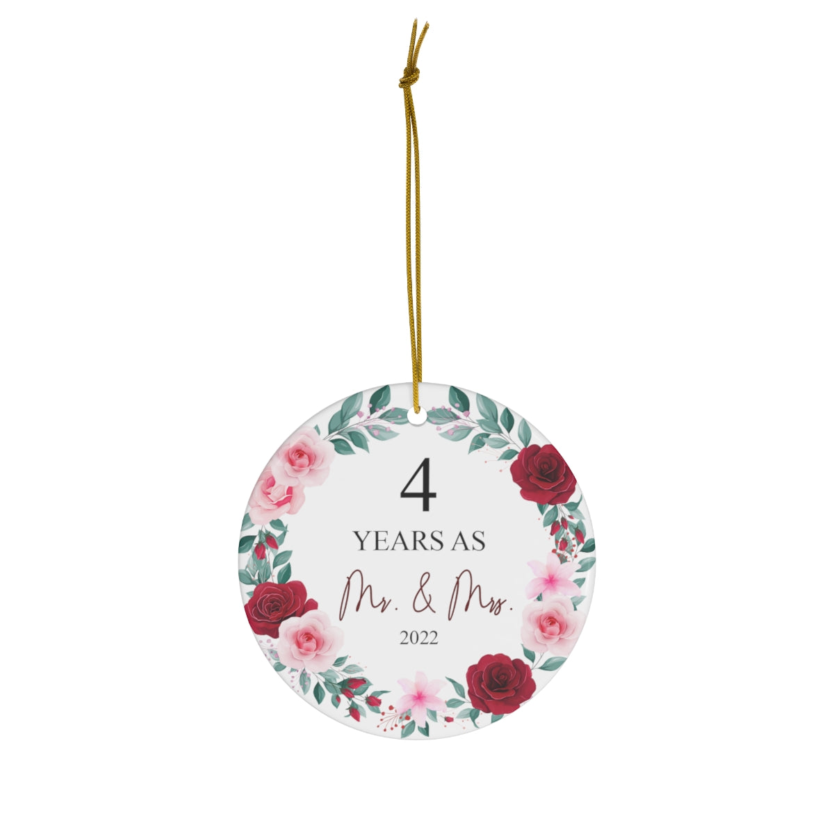 B09CPD1H2Q 4 Years As Mr. & Mrs. Christmas Ornament 2022 - Christmas Ornament Gift for Four 4 Years Couple Husband & Wife Married - Holiday Decoration Gift for 4Th Wedding Anniversary