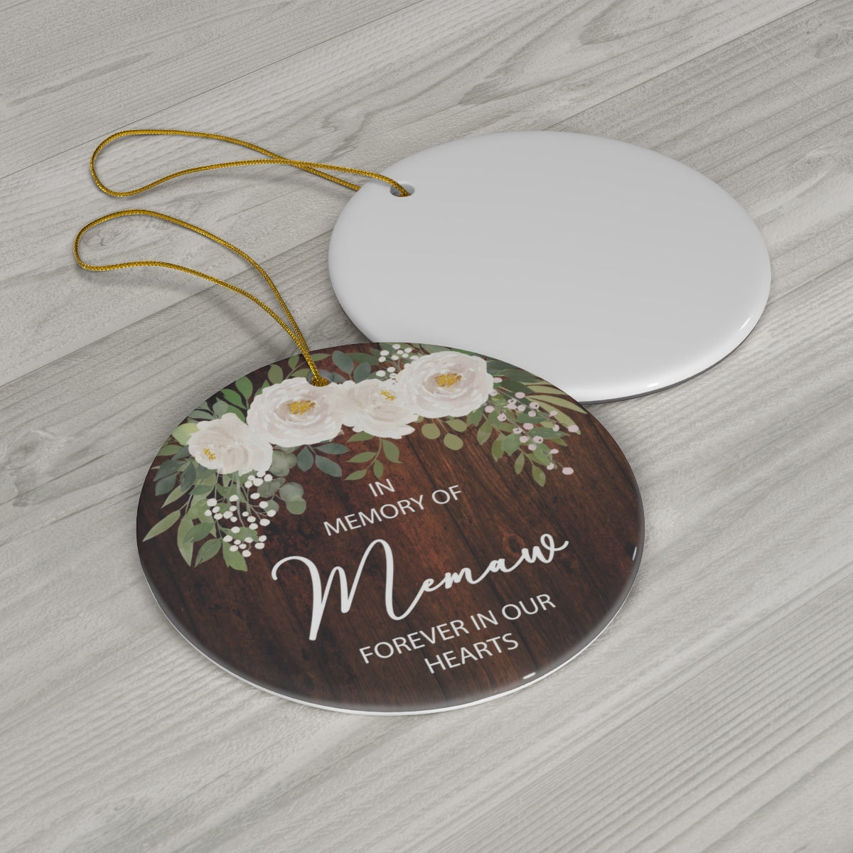 In Memory Of Memaw Forever Our Hearts Ornament - One Side