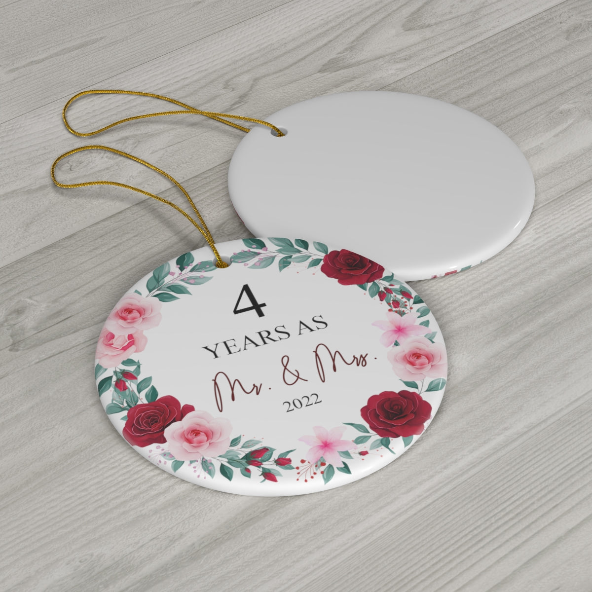 B09CPD1H2Q 4 Years As Mr. & Mrs. Christmas Ornament 2022 - Christmas Ornament Gift for Four 4 Years Couple Husband & Wife Married - Holiday Decoration Gift for 4Th Wedding Anniversary